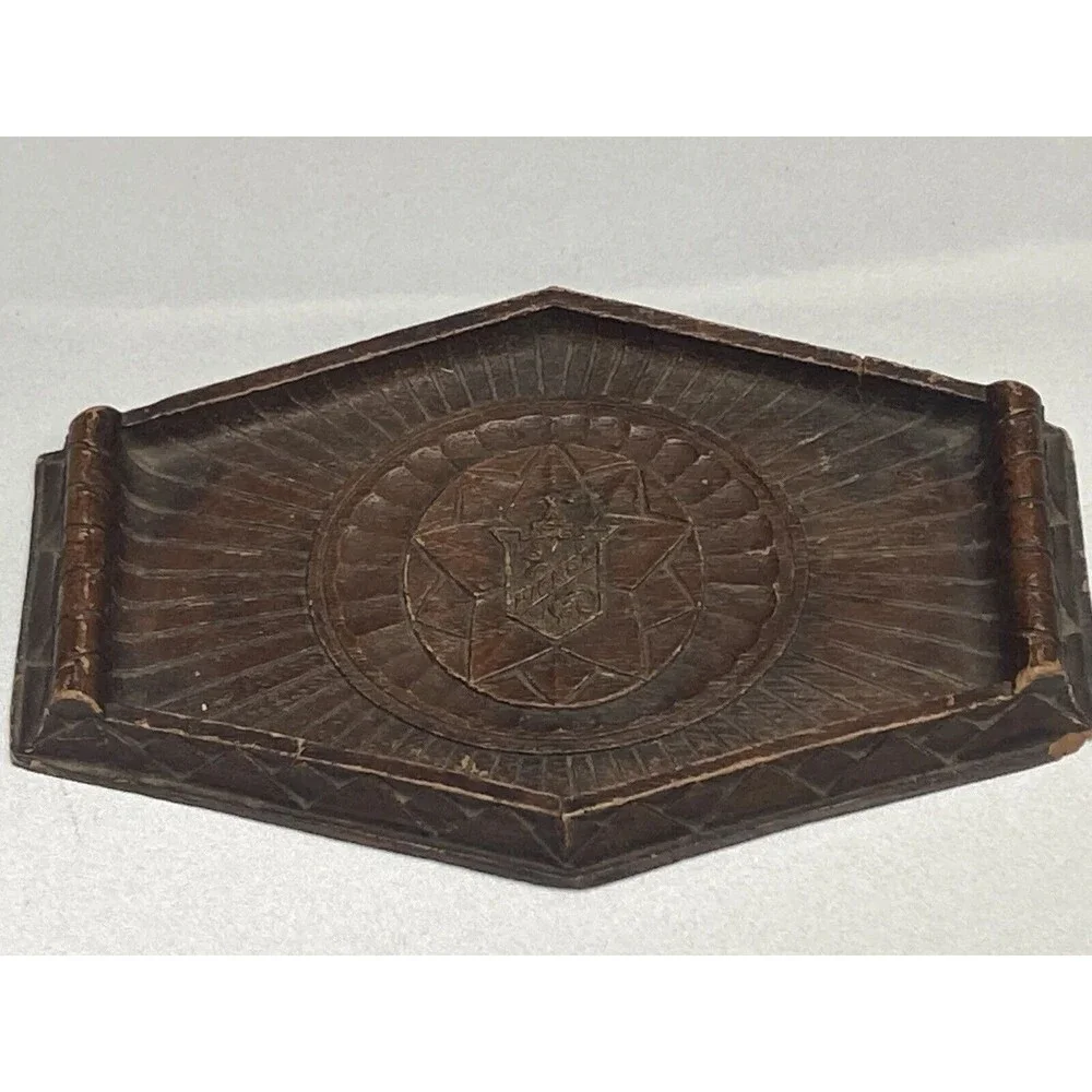 Vintage Brown Wooden HICKOK Knight Mid Century Cuff Links Tie Bars Men’s Tray
